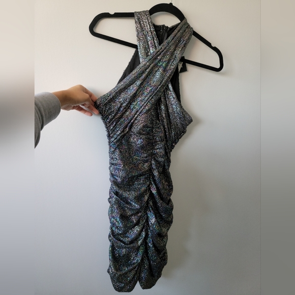ZARA Ruched Sparkle Mini Dress - Size S - Picture 2 of 7